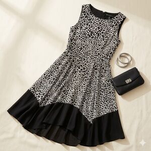 White House Black Market Leopard High-Low Dress 8